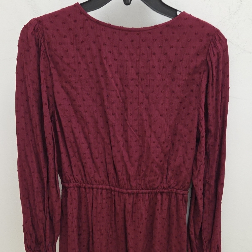 $5/$25-LOFT- Petite-Burgundy Long Sleeve Dress-EUC - Picture 5 of 6